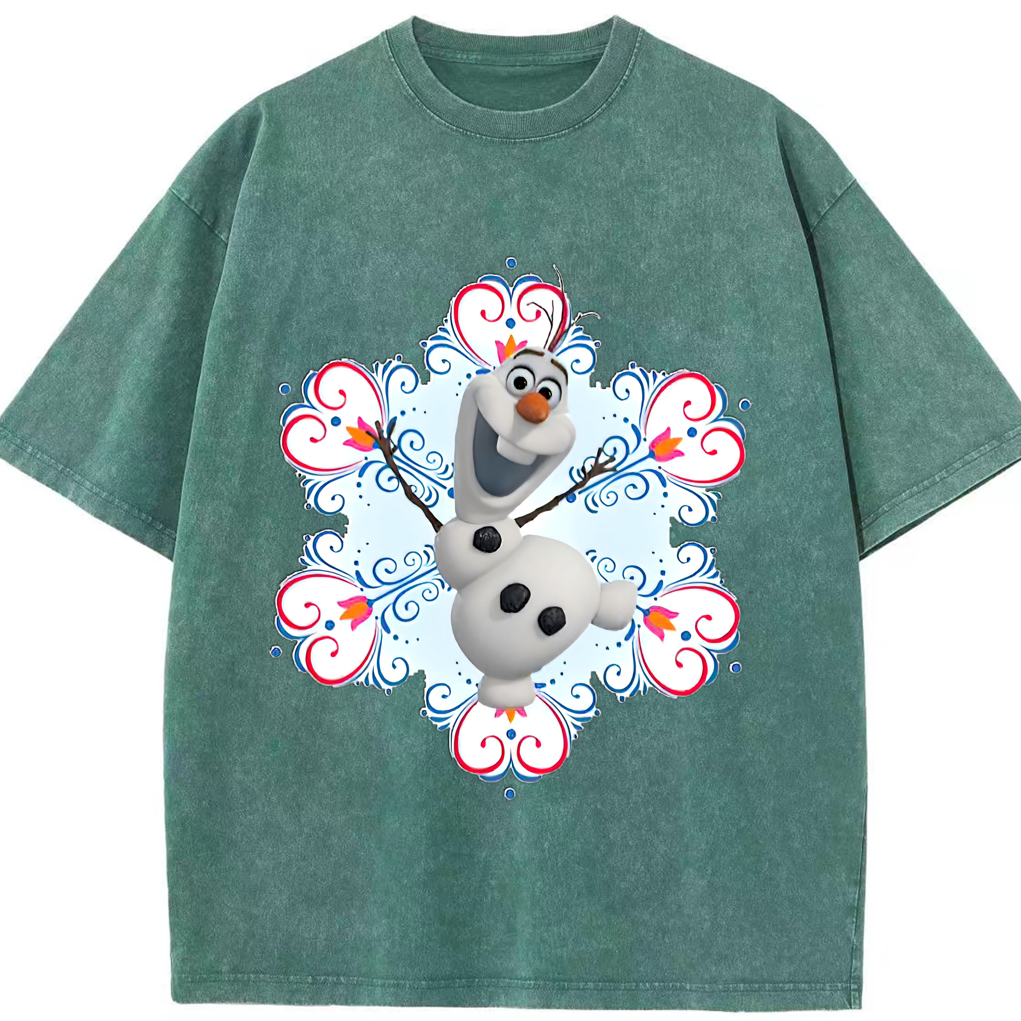 （画像用） アナと雪の女王 アンナ エルサ Frozen Anna Elsa 綿100% ヴィンテージ風 半袖Tシャツ（フロントプリント）